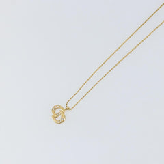 Christian Dior CD Pendant Necklace Metal and Crystals