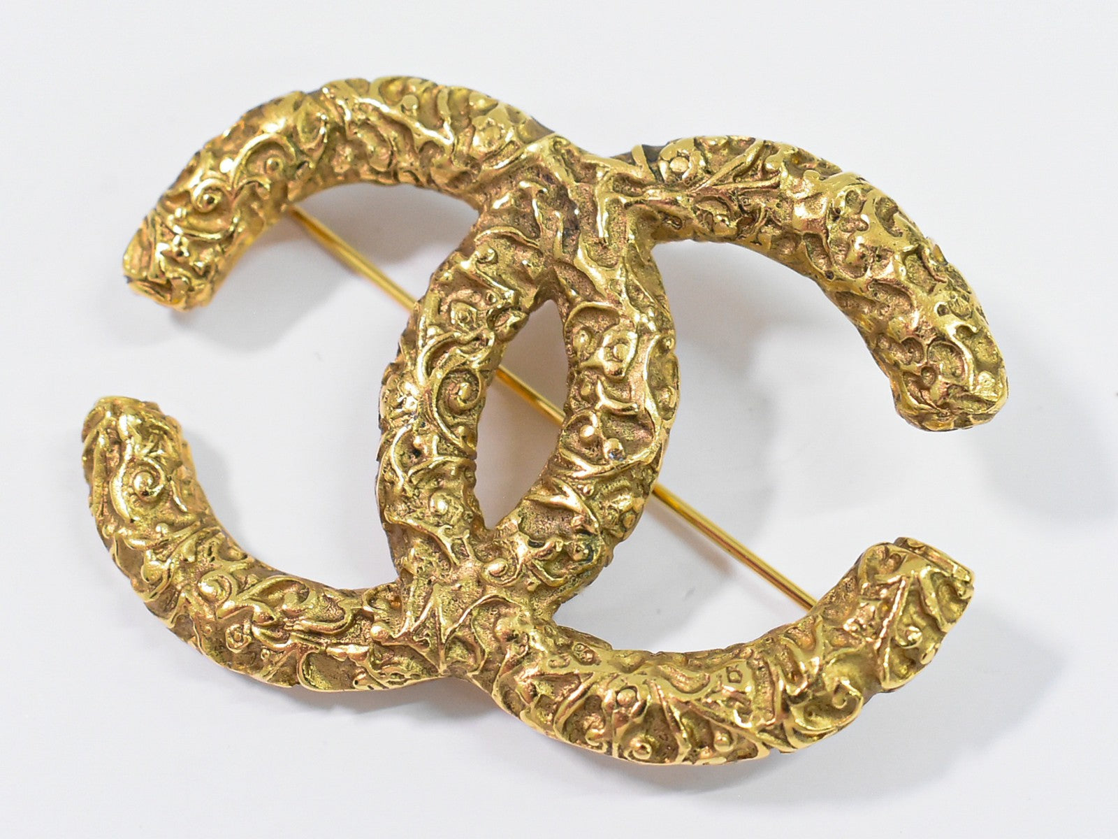 Chanel CC Brooch Textured Metal