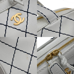 Chanel Surpique Zip Around Satchel Quilted Leather