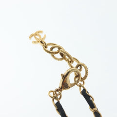 Chanel CC Perfume Bottle Pendant Chain Long Necklace Metal with Leather, Crystals and Faux Pearl