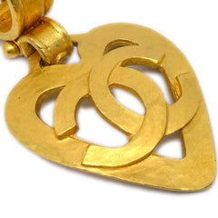 Chanel Vintage CC Heart Cut Out Drop Clip-On Earrings Metal