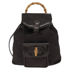 Gucci Vintage Bamboo Backpack Nylon and Patent Leather