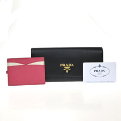 Prada Flap Wallet with Card Holder Saffiano Leather