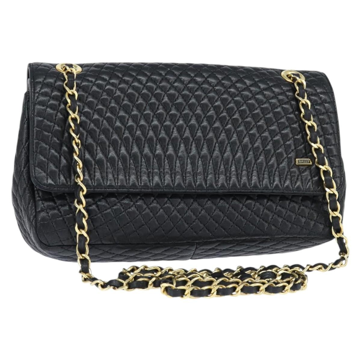 Bally Vintage Chain Shoulder Bag Quilted Leather