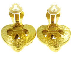 Chanel Vintage CC Heart Clip-On Earrings Metal
