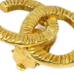 Chanel CC Clip-On Earrings Textured Metal