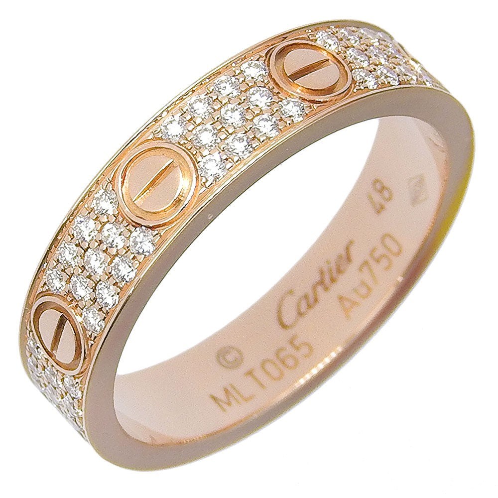 Cartier Love Wedding Band Pave Diamonds Ring 18K Yellow Gold and Diamonds