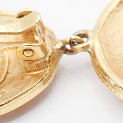 Chanel CC Lion Head Drop Earrings Metal