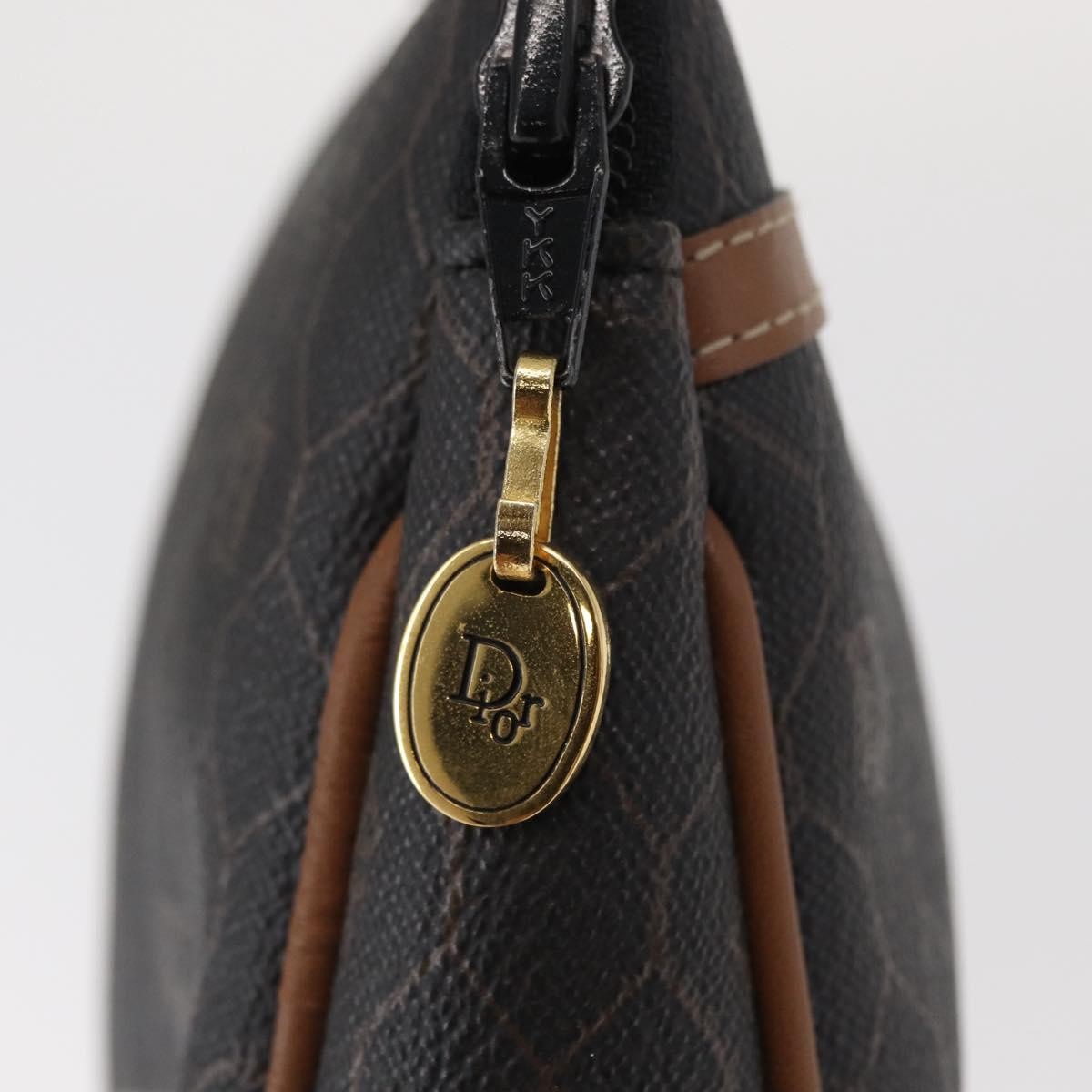 Christian Dior Vintage Honeycomb Zip Pouch Coated Canvas