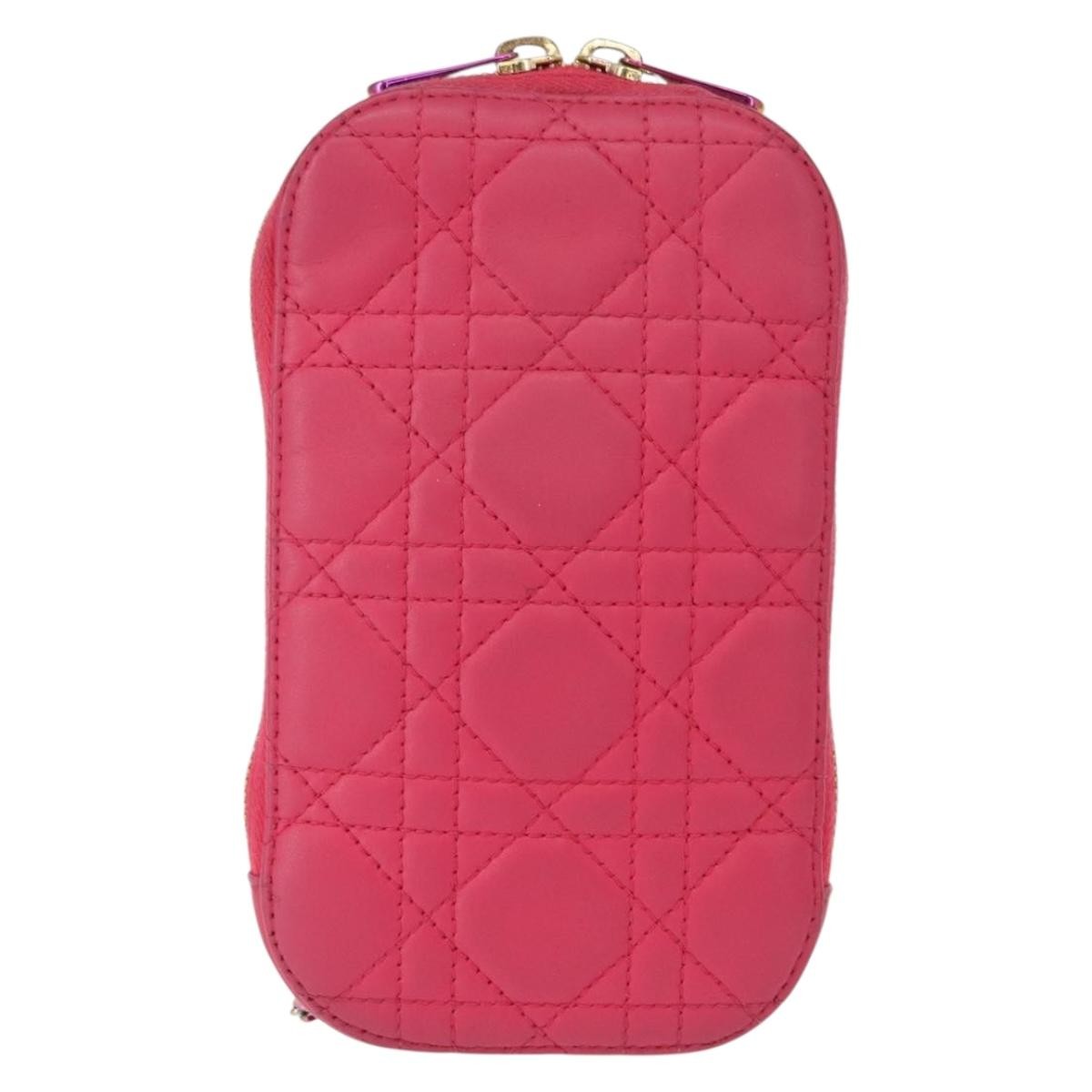 Christian Dior Lady Dior Phone Holder on Chain Cannage Quilt Lambskin