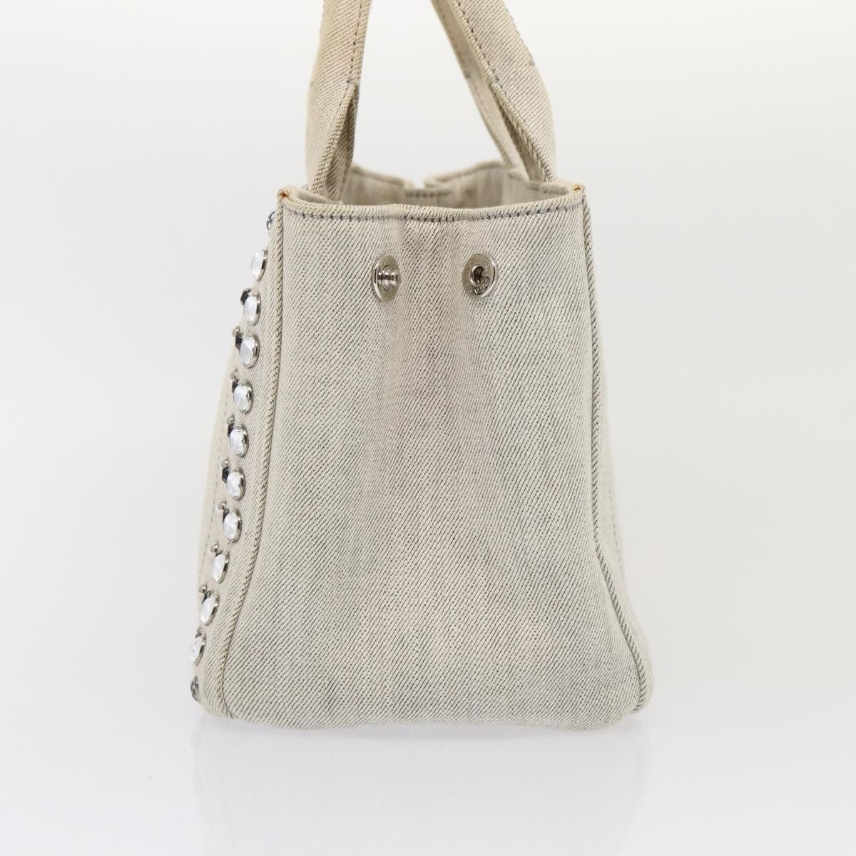 Prada Canapa Tote Rhinestone Embellished Canvas