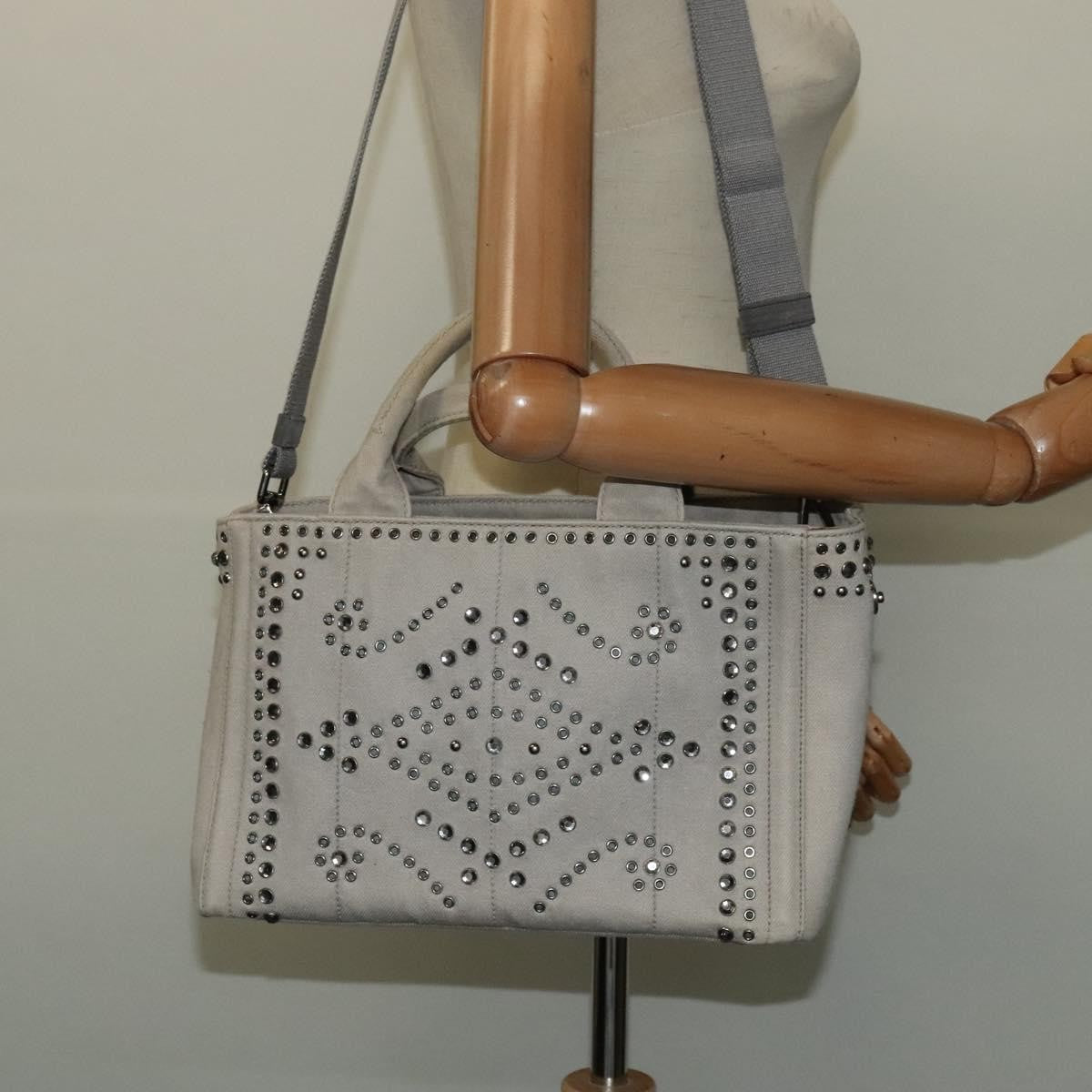 Prada Canapa Convertible Tote Rhinestone Embellished Denim