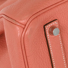 Hermes Birkin Handbag Pink Clemence with Palladium Hardware