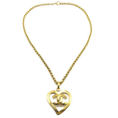 Chanel CC Heart Pendant Necklace Metal