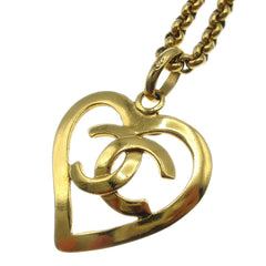 Chanel CC Heart Pendant Necklace Metal