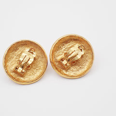 Chanel Vintage Round Clip-On Earrings Metal with Faux Pearl