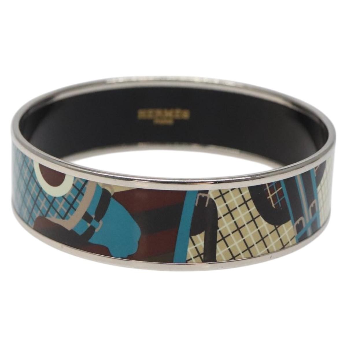 Hermes Vintage Bangle Bracelet Metal with Leather