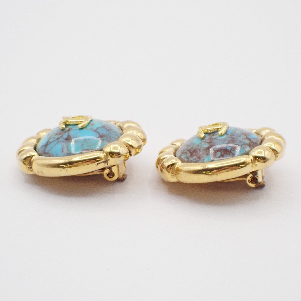 Chanel Vintage CC Round Button Clip-On Earrings Metal