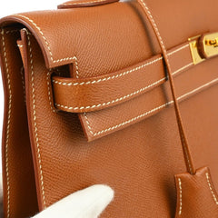 Hermes Kelly Handbag Brown Courchevel with Gold Hardware