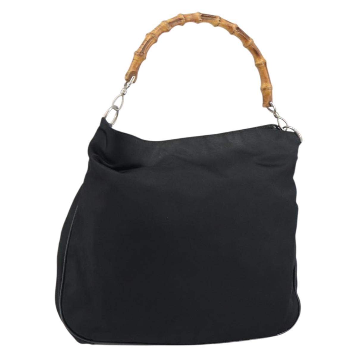 Gucci Vintage Bamboo Handle Open Hobo Nylon