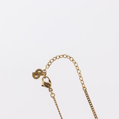 Christian Dior Vintage Logo Round Pendant Necklace Metal and Crystals