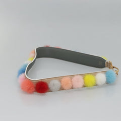 Fendi Pom Pom Strap You Shoulder Strap Leather and Fur