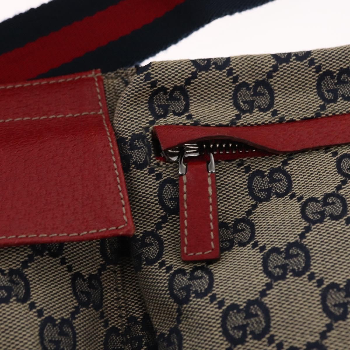 Gucci Vintage Double Belt Bag GG Canvas with Leather