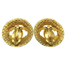 Chanel Vintage CC Round Cutout Clip-On Earrings Metal