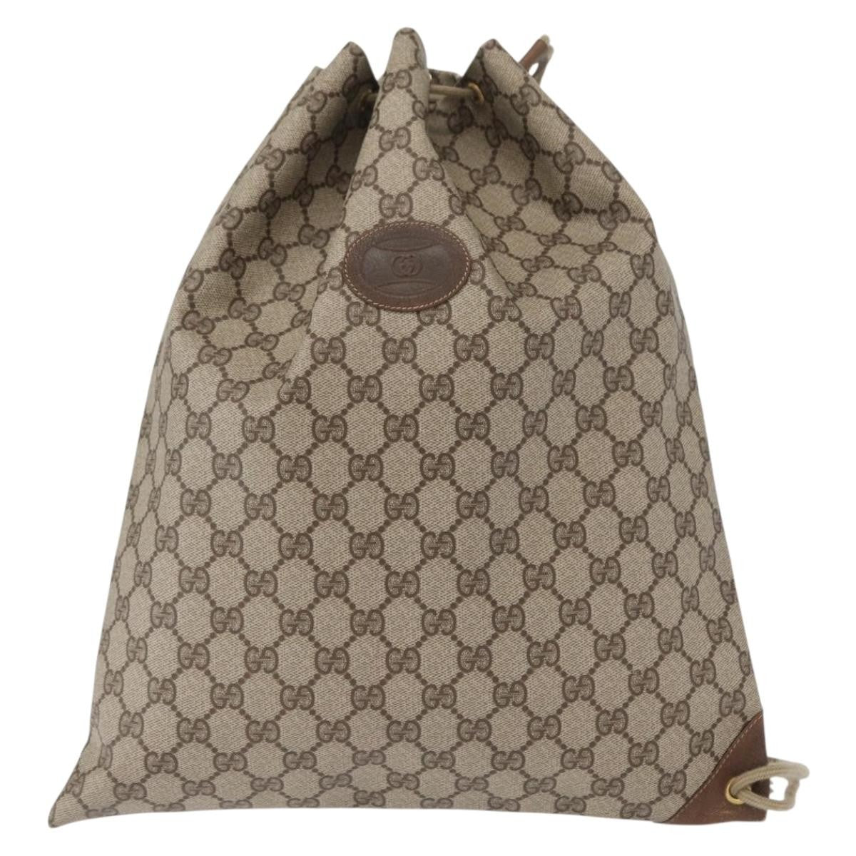Gucci Drawstring Shoulder Bag GG Canvas with Leather