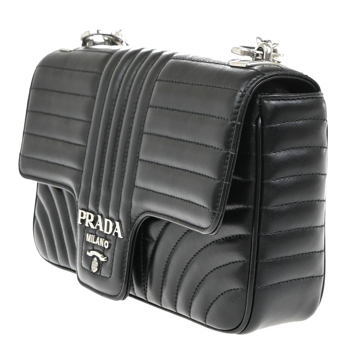 Prada Chain Flap Shoulder Bag Diagramme Quilted Leather