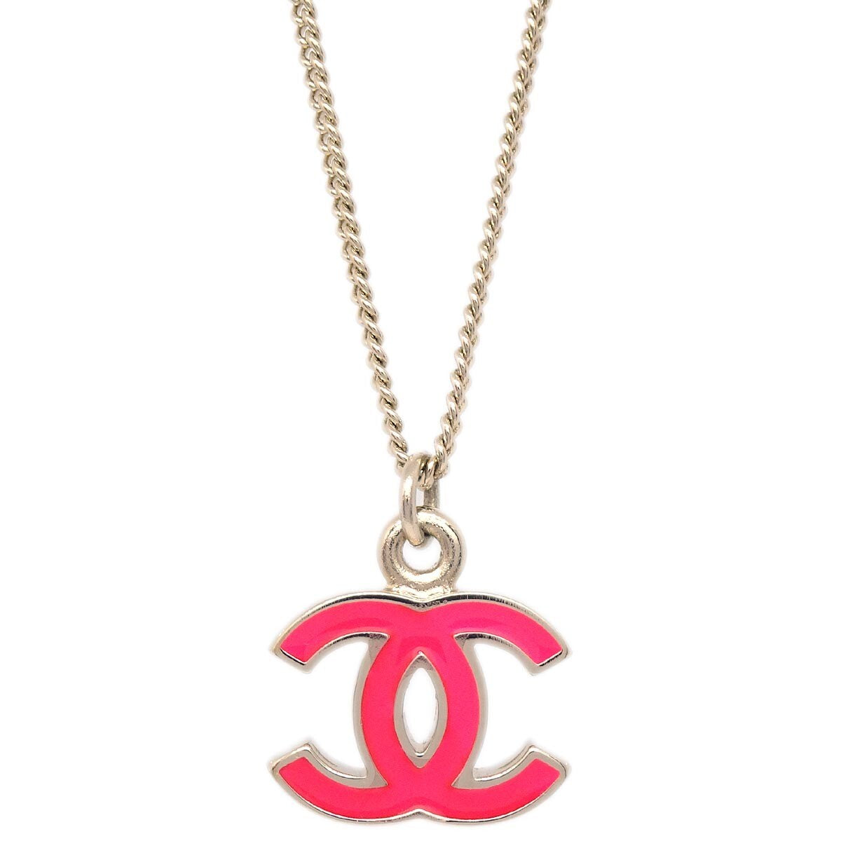 Chanel CC Logo Pendant Necklace Metal
