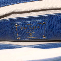 Prada Cuir Frame Convertible Tote Canvas and Saffiano Leather