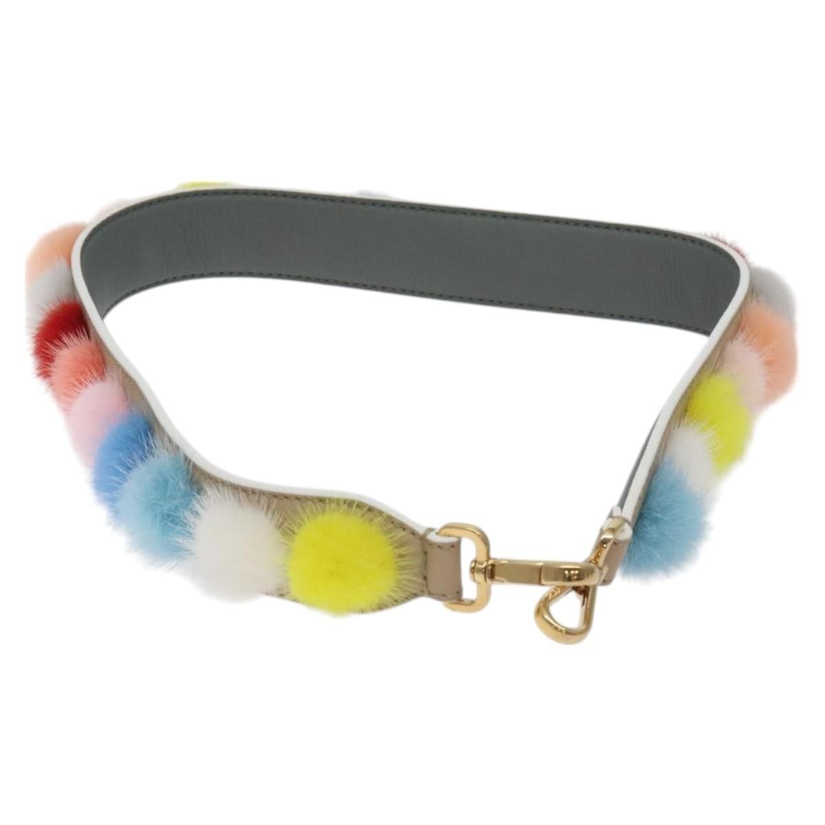 Fendi Pom Pom Strap You Shoulder Strap Leather and Fur