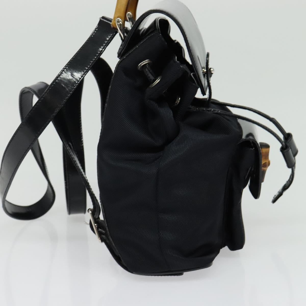 Gucci Vintage Bamboo Backpack Nylon and Patent Leather