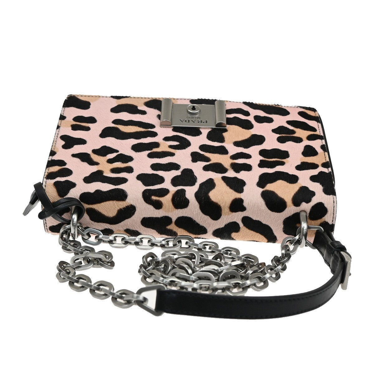 Prada Chain Flap Shoulder Bag Pony Hair and Nylon