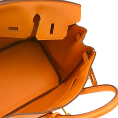 Hermes Birkin Handbag Orange Togo with Palladium Hardware