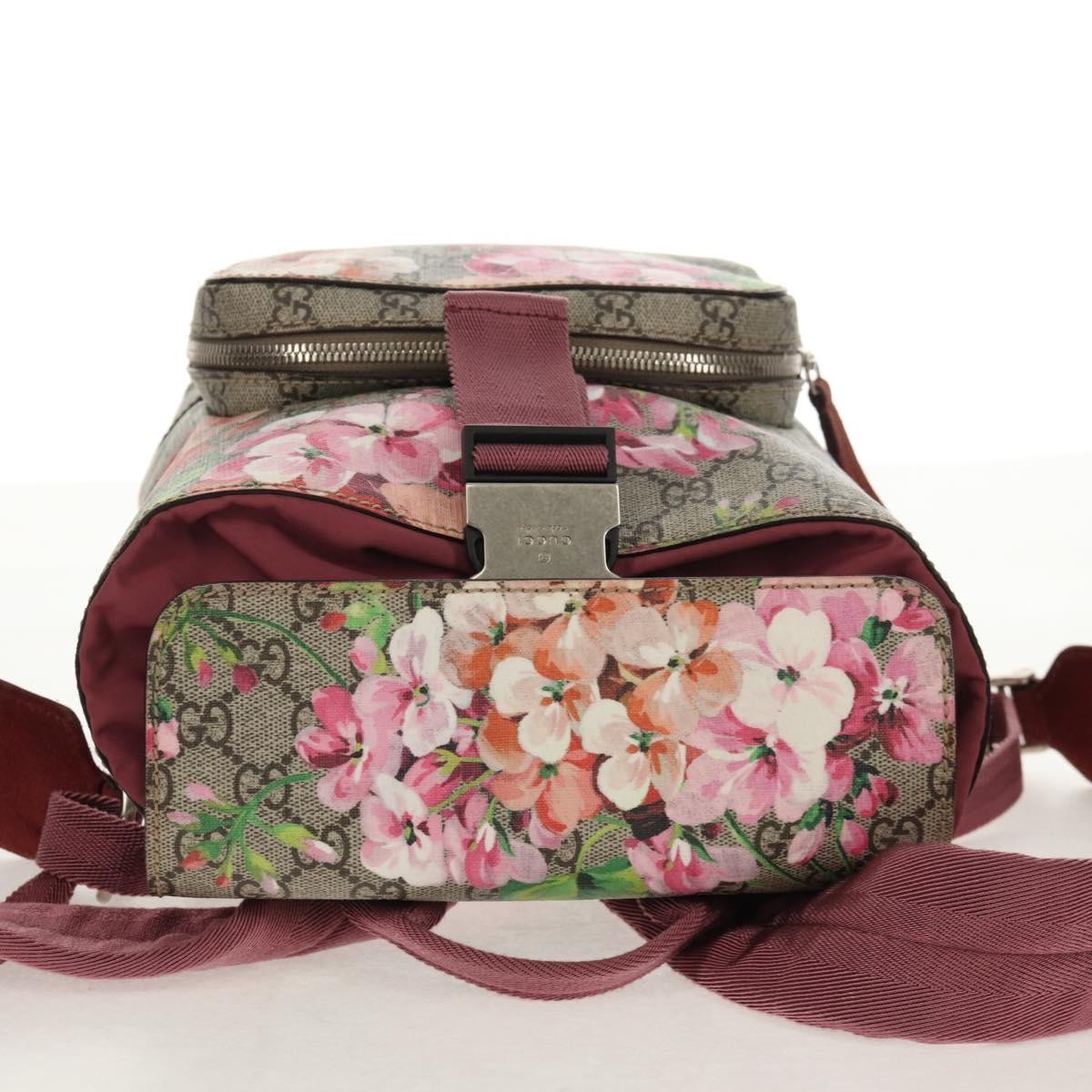 Gucci Buckle Backpack Blooms Print GG Coated Canvas