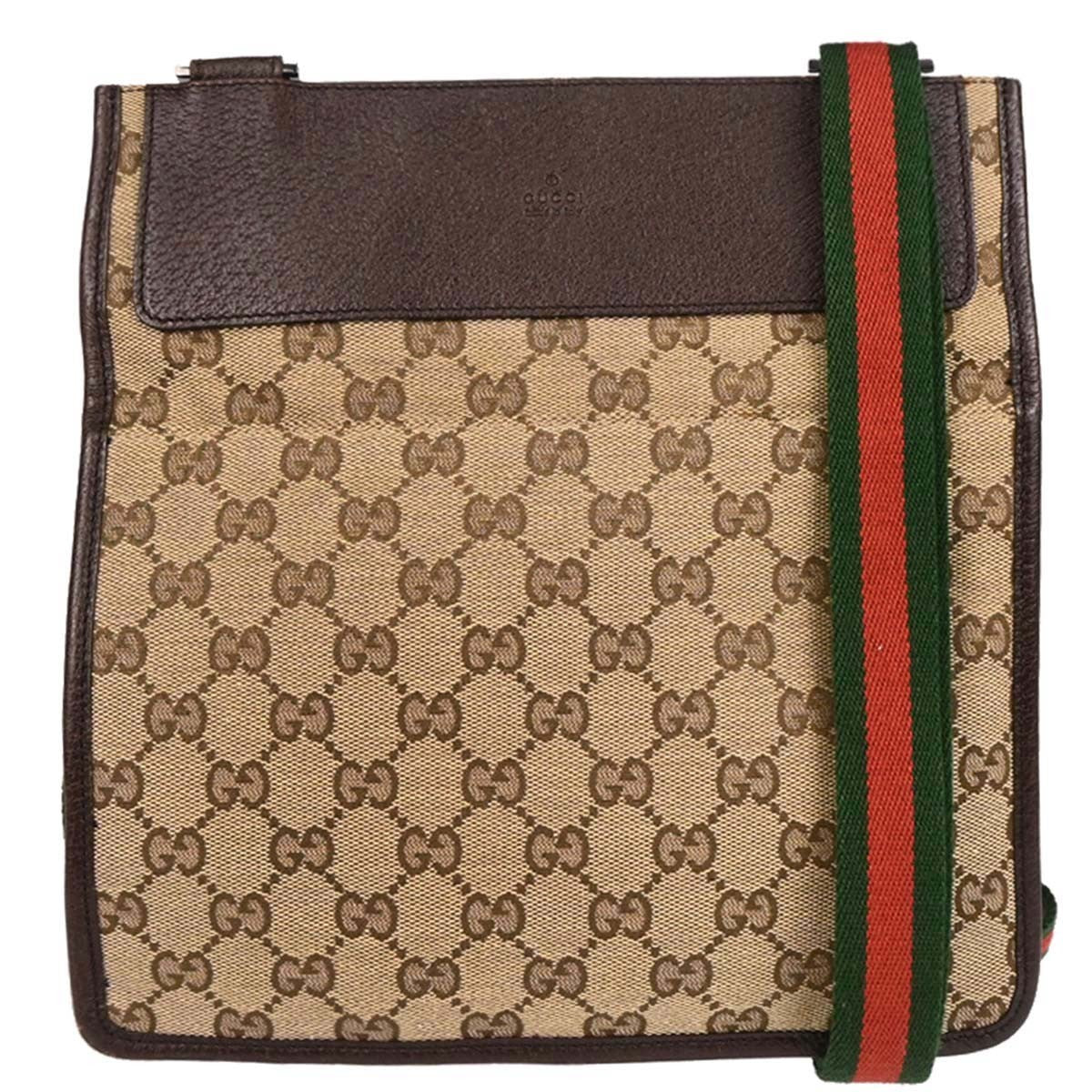 Gucci Vintage Web Crossbody Bag GG Canvas with Leather