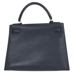 Hermes Kelly Handbag Blue Ardennes with Gold Hardware