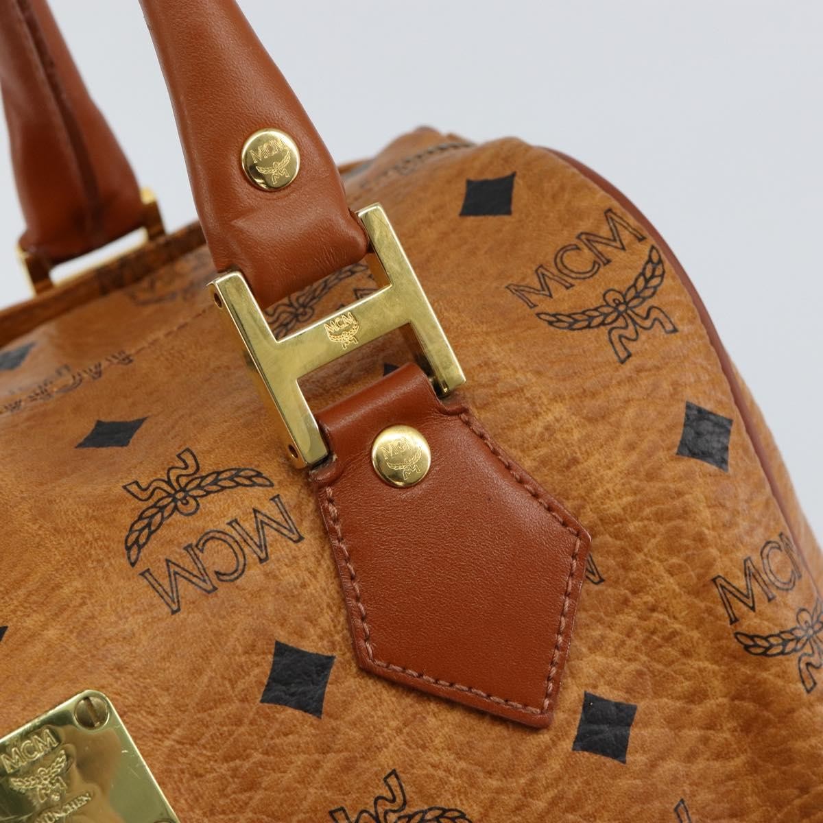 MCM Visetos Handbag Canvas and Leather