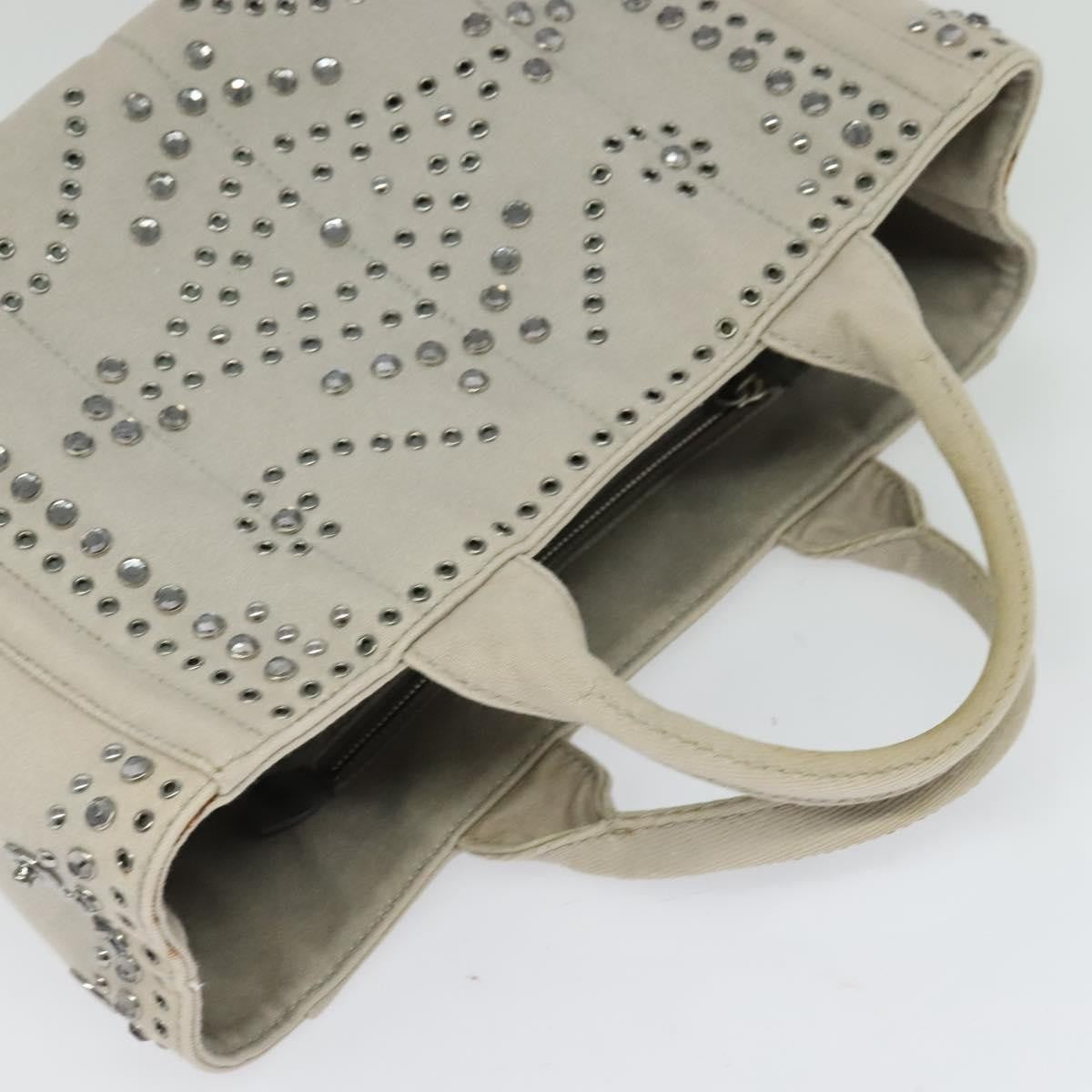 Prada Canapa Convertible Tote Rhinestone Embellished Denim