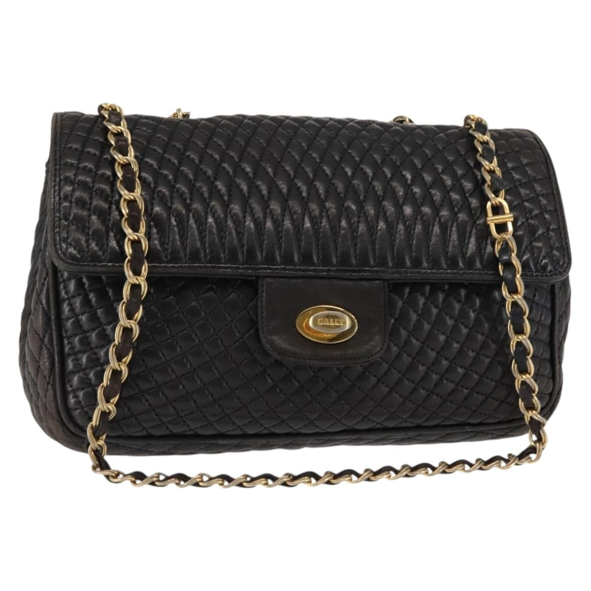 Bally Vintage Chain Shoulder Bag Quilted Leather