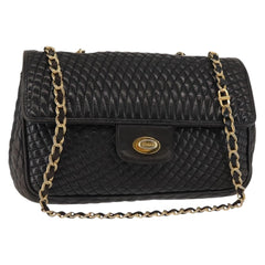 Bally Vintage Chain Shoulder Bag Quilted Leather