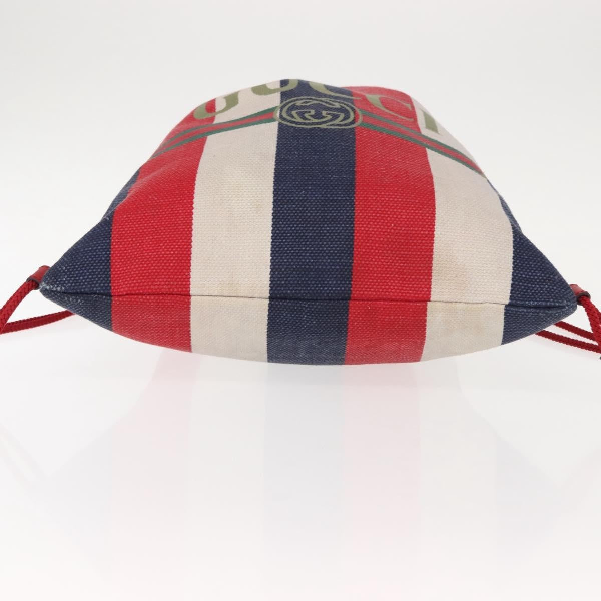 Gucci Logo Drawstring Backpack Striped Canvas