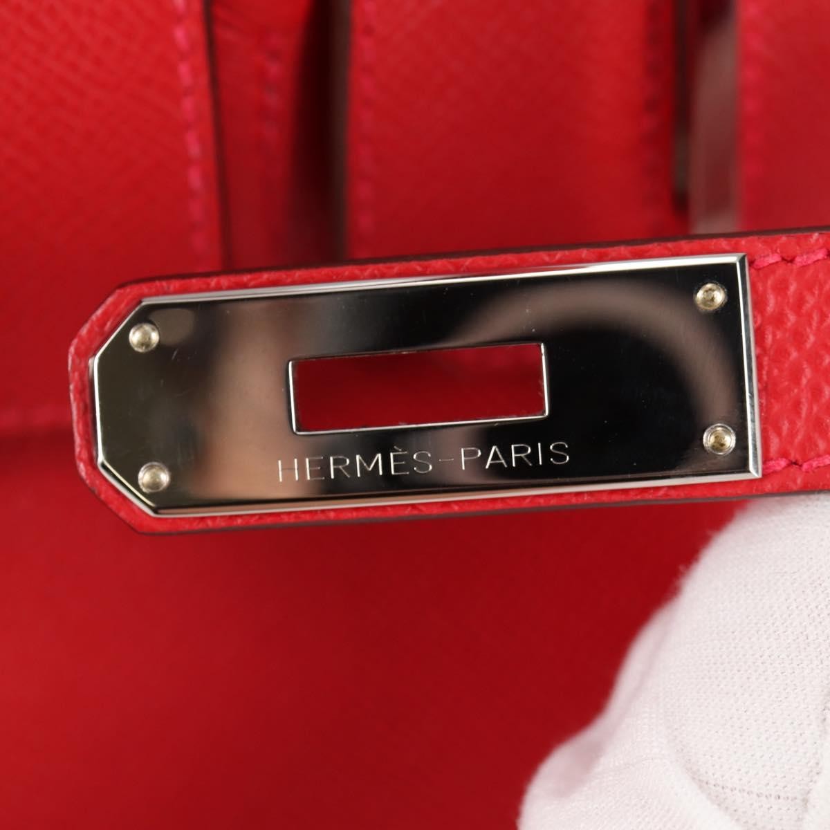 Hermes Birkin Handbag Red Epsom with Palladium Hardware