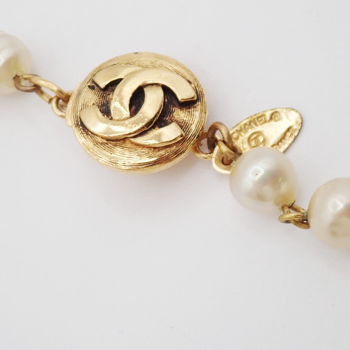 Chanel CC Necklace Faux Pearl and Metal