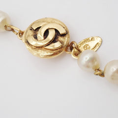 Chanel CC Necklace Faux Pearl and Metal