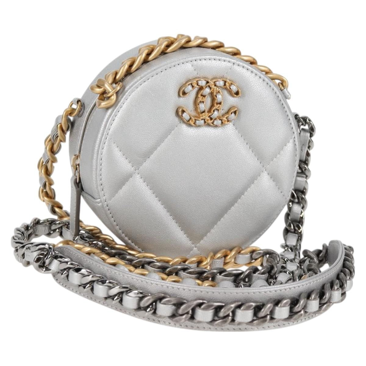 Chanel 19 Round Clutch with Chain Quilted Leather