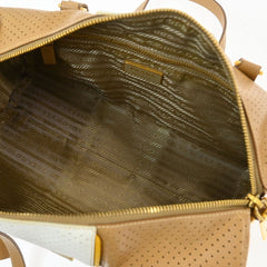 Prada Barrel Bag Perforated Saffiano Leather