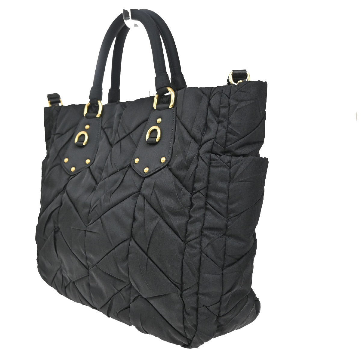 Prada Convertible Side Pocket Tote Chevron Tessuto